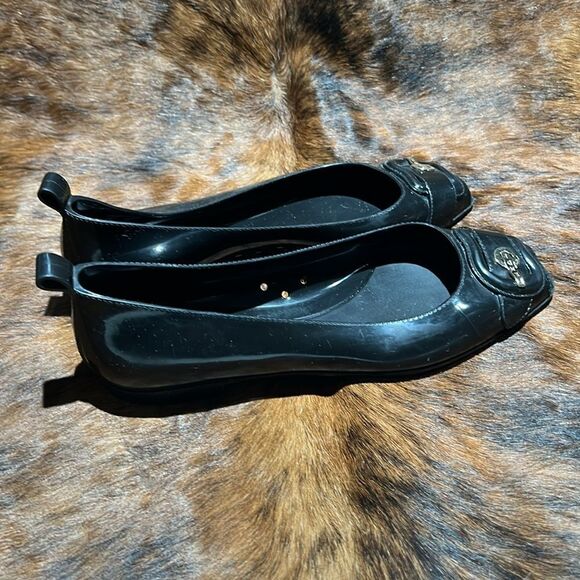 Fendi Black Jelly/Black Embellished PeepToe Ballet Flats Size 38/7-7.5.  B73 - Picture 6 of 11